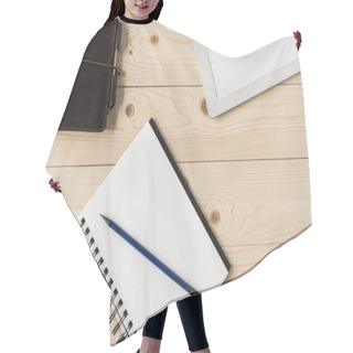 Personality  Notebook With Pencil And Digital Tablet  Hair Cutting Cape