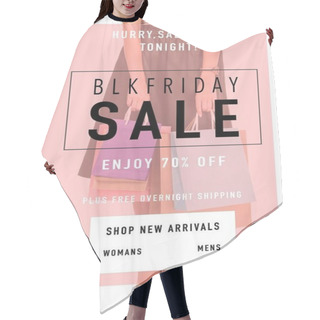 Personality  Woman With Paper Bags In Hands Hair Cutting Cape