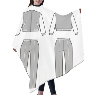 Personality  Sport Suit Technical Sketch For Woman Hair Cutting Cape