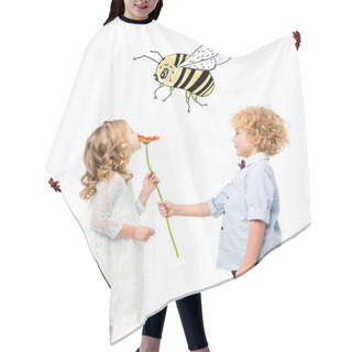 Personality  Kids With Flower And Bee Hair Cutting Cape