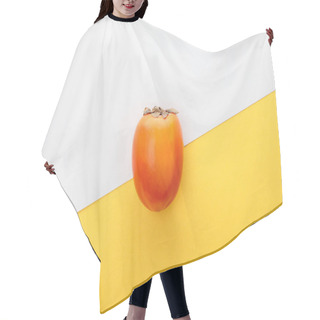 Personality  Top View Of Persimmon On White And Yellow Background Hair Cutting Cape