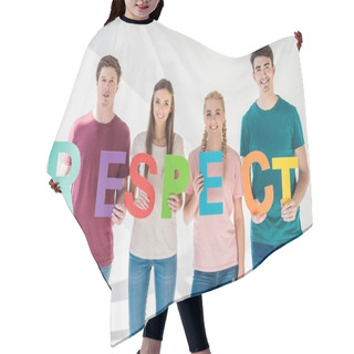 Personality  Friends Holding Word Respect Hair Cutting Cape
