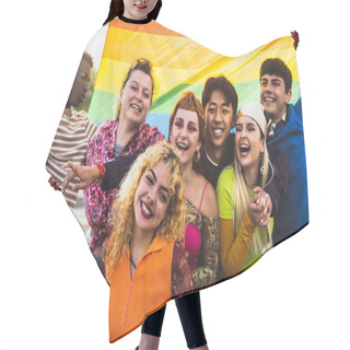Personality  Happy Diverse Young Friends Celebrating Gay Pride Festival - LGBTQ Community Concept Hair Cutting Cape