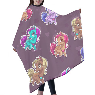 Personality  Cute Seamless Pattern With Pretty Little Pony Stickers. Hair Cutting Cape
