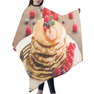Personality  Pancakes On Wooden Table Hair Cutting Cape