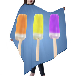 Personality  Three Kind Of Ice Lolly On Blue Background Hair Cutting Cape