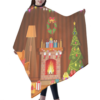 Personality  Christmas Fireplace Room Interior Hair Cutting Cape