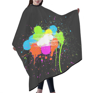 Personality  Colorful Paint Drops On Black Background Hair Cutting Cape