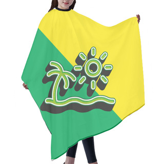 Personality  Beach Green And Yellow Modern 3d Vector Icon Logo Hair Cutting Cape