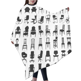 Personality  Black Silhouettes Of Different Chairs On A White Background Hair Cutting Cape