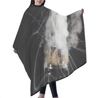 Personality  Activating Electronic Cigarette With Clouds Of Smoke On Dark Background Hair Cutting Cape