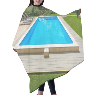 Personality  Swimming Pool In The Yard Of A Private Home. Hair Cutting Cape