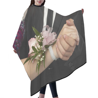 Personality  Pink Corsage In A Woman Wrist Hair Cutting Cape