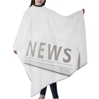 Personality  Rolled Newspaper Lying On White Background Hair Cutting Cape