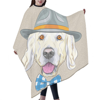 Personality  Vector Funny Cartoon Hipster Dog Golden Retriever Hair Cutting Cape