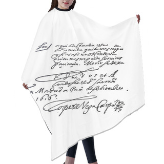 Personality  Verses Handwritten And Signed By Lope De Vega, Spanish Playwrigh Hair Cutting Cape