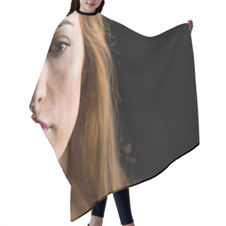 Personality  Serious Young Woman Hair Cutting Cape