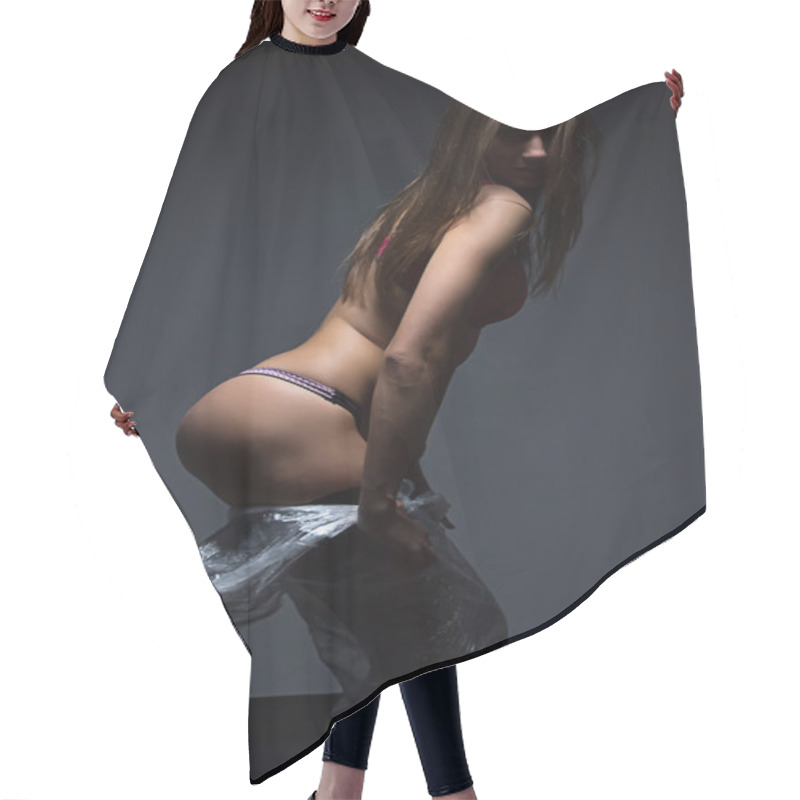Personality  Photo of yong girl in thong panties hair cutting cape