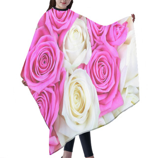 Personality  Pink White Rose Flower Hair Cutting Cape