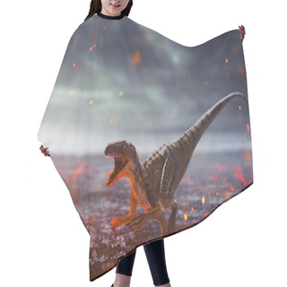Personality  Dinosaurs 3d Rendering, Velociraptors On Top Mountain Hair Cutting Cape