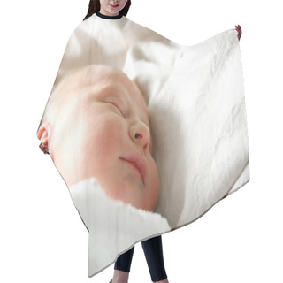 Personality  Sleeping Newborn Baby In White Blankets Hair Cutting Cape