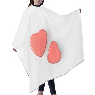 Personality  Top View Of Arranged Red Hearts Isolated On White Hair Cutting Cape