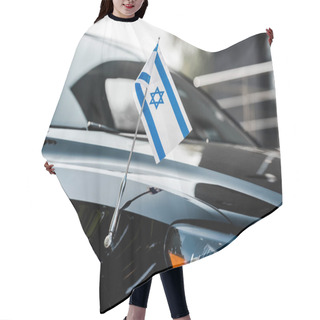 Personality  Close Up Of Israel Flag On Black Modern Car  Hair Cutting Cape