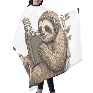 Personality  Sloth Reading A Book Vector Illustration Hair Cutting Cape