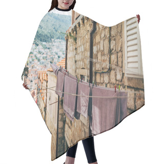 Personality  Urban Scene With Laundry And Empty Narrow City Street In Dubrovnik, Croatia Hair Cutting Cape