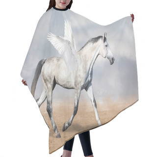 Personality  Gray Horse Pegasus Trotting At The Desert Hair Cutting Cape