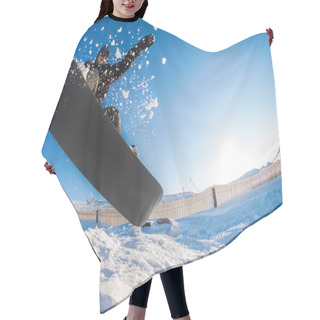 Personality  Snowboarder Jumping Against Blue Sky Hair Cutting Cape