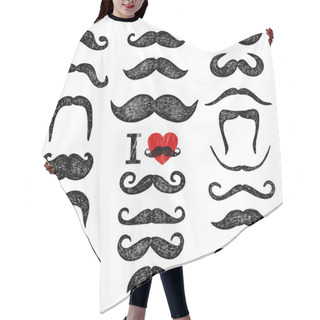 Personality  Hand Drawn Mustaches Set Hair Cutting Cape
