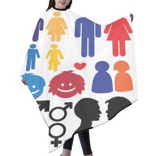 Personality  Silhouette Of Man And Woman Relationship Symbol. Hair Cutting Cape