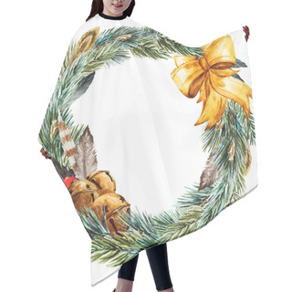 Personality  Vector Watercolor Christmas Wreath Hair Cutting Cape