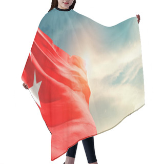 Personality  Turkey Waving Flag In Beautiful Sky With Sun Hair Cutting Cape