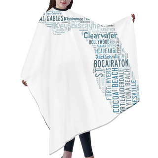 Personality  Word Cloud Showing Cities In Florida Hair Cutting Cape