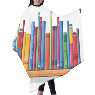 Personality  A Wooden Shelf With Books Hair Cutting Cape