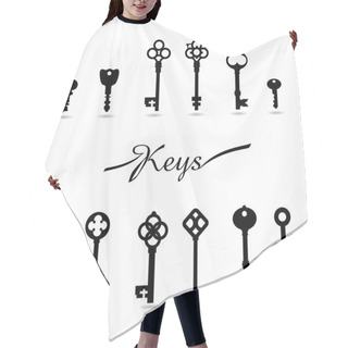 Personality  Vintage Keys Silhouettes Hair Cutting Cape