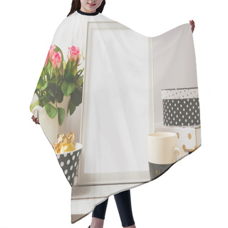 Personality  Poster Template With Feminine Objects Hair Cutting Cape