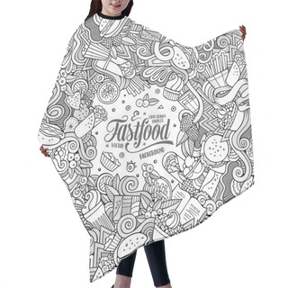 Personality  Cartoon Doodles Fast Food Frame Design Hair Cutting Cape