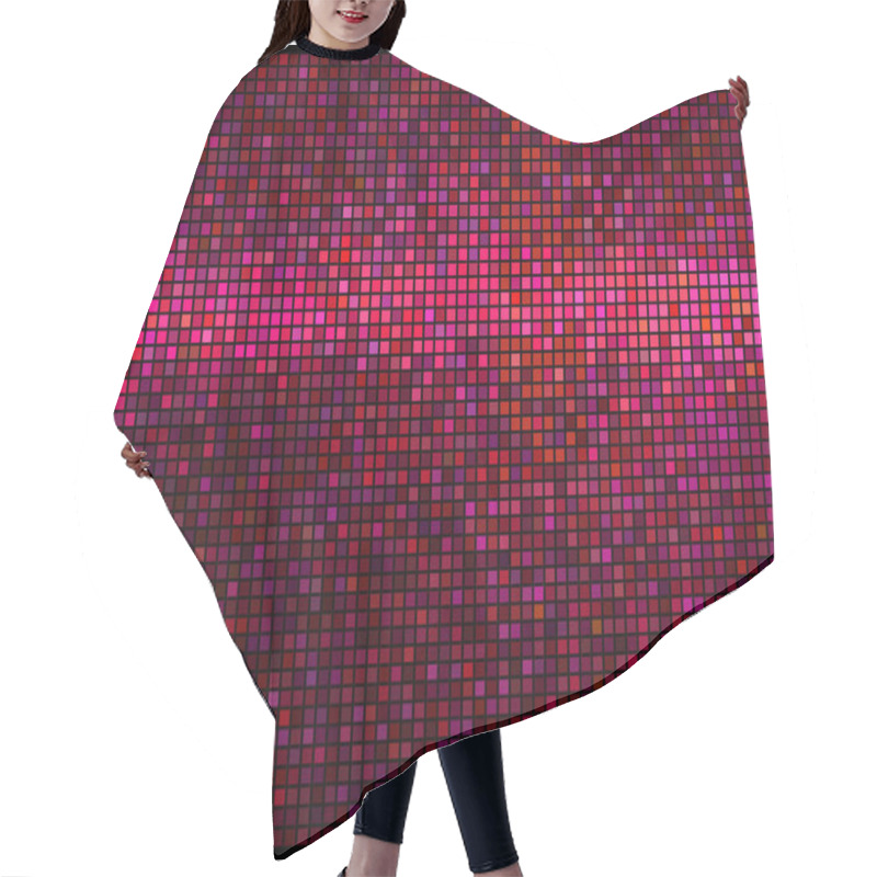 Personality  Multicolor abstract lights red disco background. Square pixel mo hair cutting cape