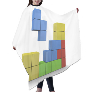 Personality  3D Illustration Of Colorful Cubes Tetris Game Hair Cutting Cape