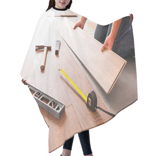 Personality  New Wooden Floor Instalation Hair Cutting Cape
