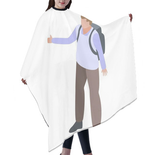 Personality  Man Adventure Hitchhiking Icon, Isometric Style Hair Cutting Cape