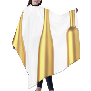 Personality  Three Golden Bottles For Wine Or Beverages Isolated Hair Cutting Cape