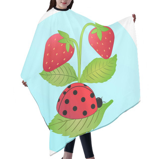 Personality  Illustration Of Ladybug On Leaf Near Red Strawberries Hair Cutting Cape