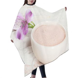 Personality  Bowl With Pink Clay Powder And Flower  Hair Cutting Cape