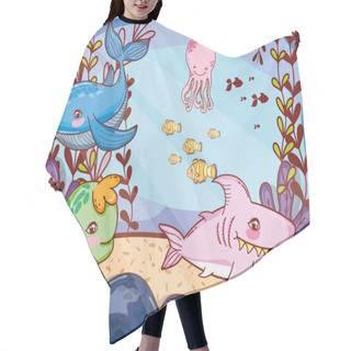 Personality  Cute Sea Animals With Seaweed Plants Hair Cutting Cape