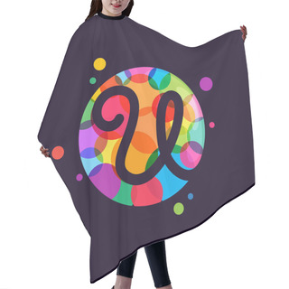 Personality  U Letter Logo With Mosaic Pattern. Hair Cutting Cape