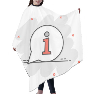 Personality  Information Icon In Comic Style. FAQ Help Cartoon Vector Illustration On White Isolated Background. Helpdesk Splash Effect Business Concept. Hair Cutting Cape